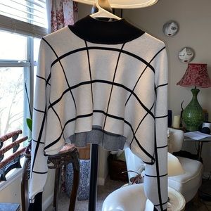 Beautiful AKIRA semi-cropped long sleeve mock neck design sweater .